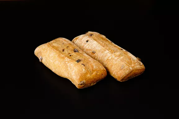 ciabatta mediterranea con olive nere kalamon